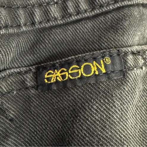 Vintage 80s 90s Sasson Black Denim High Waist Jean Skirt Small Grunge Minimalist