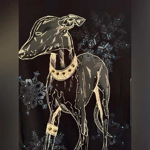 Key Closet Greyhound Black Women’s Swarovski Studded Short Sleeve Tee Size Small