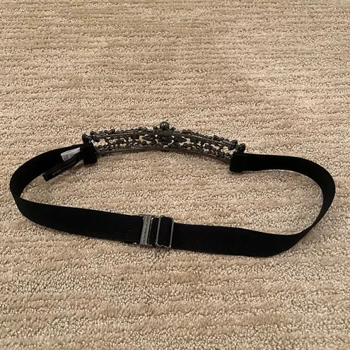 BCBGMAXAZRIA  Black and Silver Gem Elastic Belt