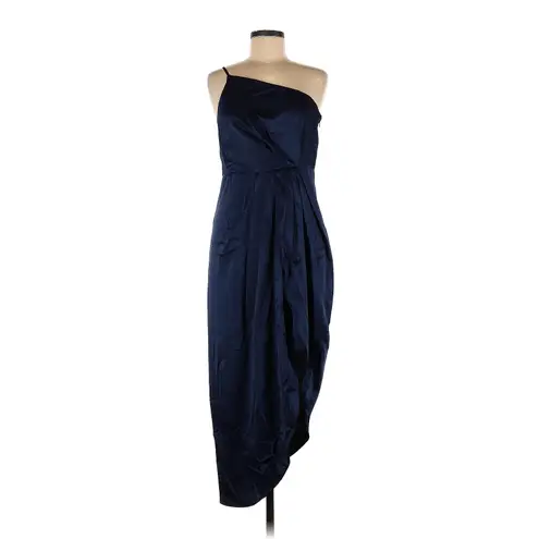 Lulus  Law of Attraction Navy Blue One-Shoulder Asymmetrical Midi Dress XS