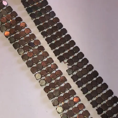 Gold Tone Boho Cross Dangle Brass Tone Mesh Earrings