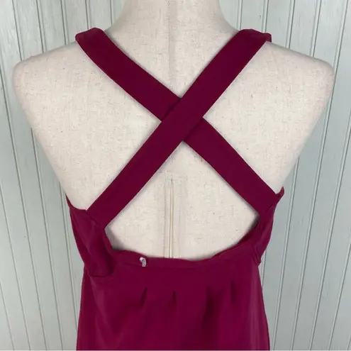 Toad & Co Alluvial Tank Top Built in Shelf Bra Women's Size Large Burgundy Red