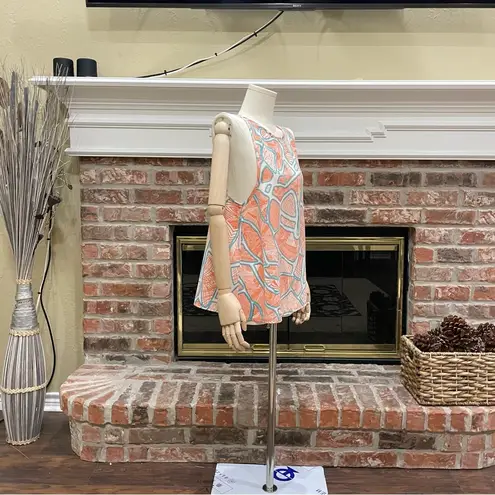 Glam orange and turquoise multipatterned eclectic top / S / Excellent condition