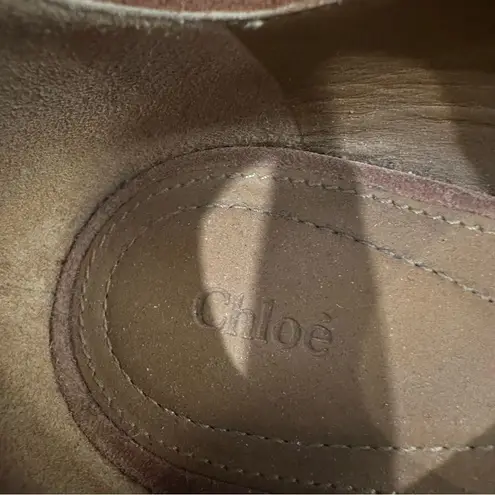 Chloé CHLOE Foster Camel Suede Lace-Up Ballerina Flat Ballet Shoes Size 39.5