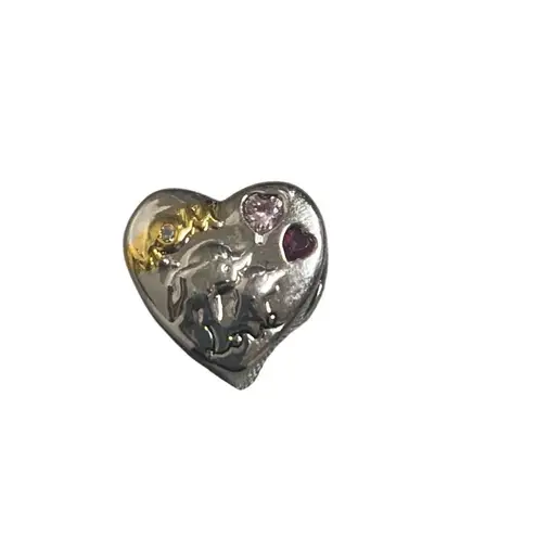 Charm Bead 925 Sterling Silver Elephant Love Charm 5A Cubic Zirconium Hearts NEW