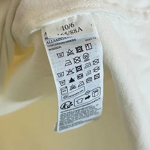 ALLSAINTS  Osa Puff Sleeve Denim Shirtdress in Wash Chalk White Size US 6