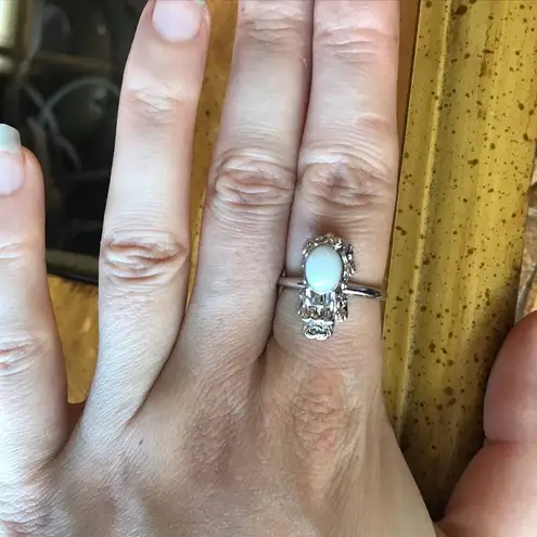 Natural Jade Sterling Silver Dragon Ring Size 8