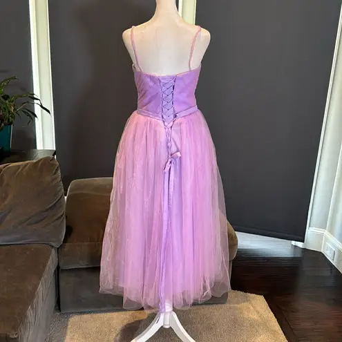 Women’s Tea Length Purple Prom Party Dress CorsetBack Sweetheart Neckline Size 4