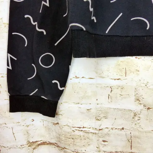 Marine layer Anytime Black Noodle Print Sweatshirt Womens L Crewneck 90s Art Geo