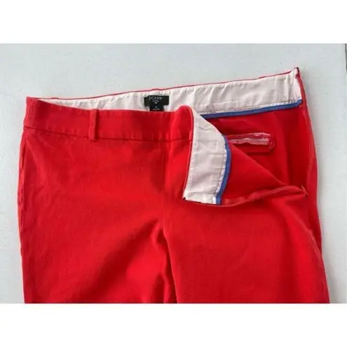 J1 J. Crew Women's Coral Flat Front City Fit Stretch Cropped Pants Size 10 Red