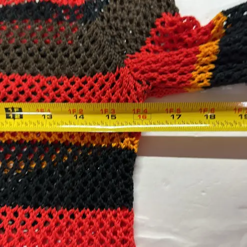 Amisu  Colorful Striped open Knit crochet Sweater tassels fall coverup S neutral - Image 10