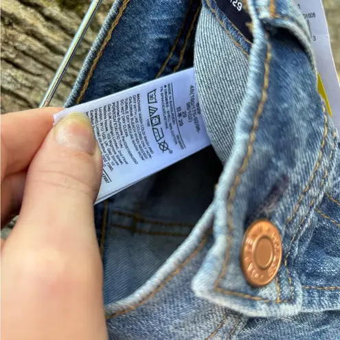 Denim Midi Skirt with Front Slit Blue Size undefined