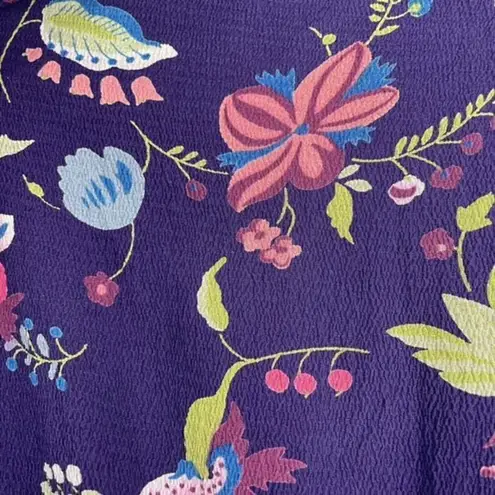 Anthro Leifsdottir Silk Floral Short Sleeve Mini Dress Multi