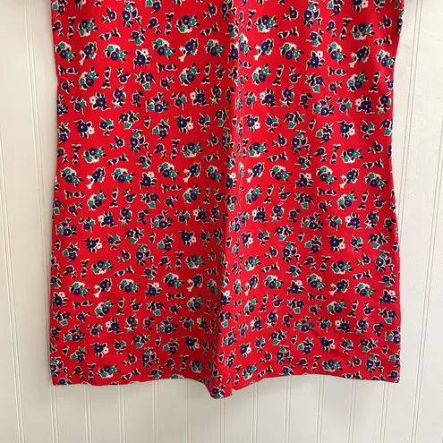 Draper James Georgia Floral Short Sleeve Cotton Henley Mini Dress Preppy Size L