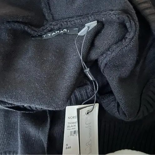 T Tahari NWT Black Drawstring Hooded Sleeveless Sweater Poncho Plus Size Small