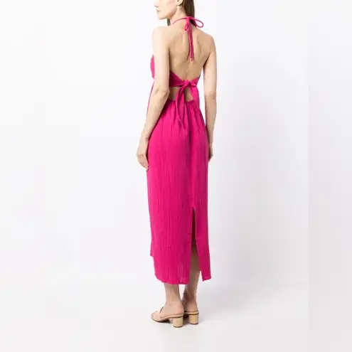 Mara Hoffman Laila halterneck midi dress in raspberry pink M
