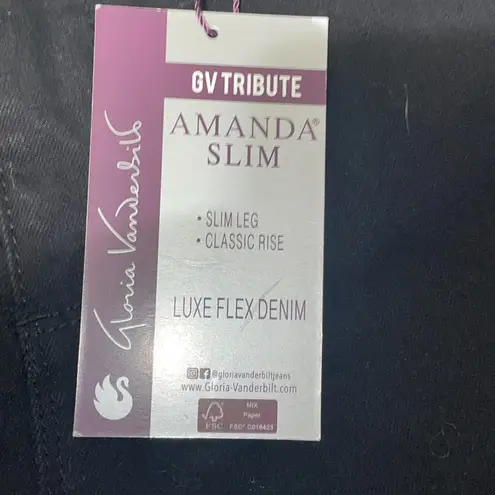 Gloria Vanderbilt Amanda Slim Leg Jeans Black Size 6 Average Embroidered Pockets