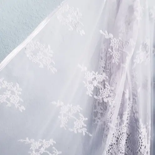 Anthropologie Cal Style Gray Crochet Mesh Embroidered Kimono