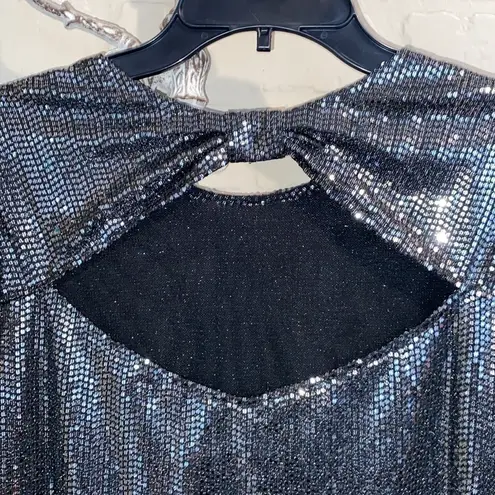 Saylor Sequins dress cinched hem Polina disco knit long sleeved