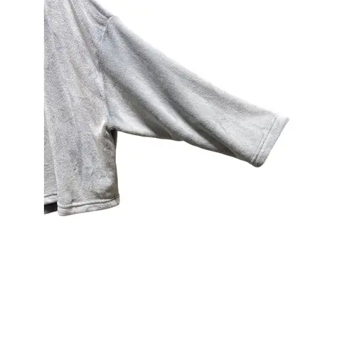 Joyspun Penguin Patch Cropped Teddy Hoodie Gray Size XL Cozy Winter Soft Casual