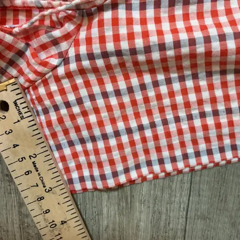 Anthropologie XS Red Gingham Off Shoulder Romper Ruffle Elastic Waist
