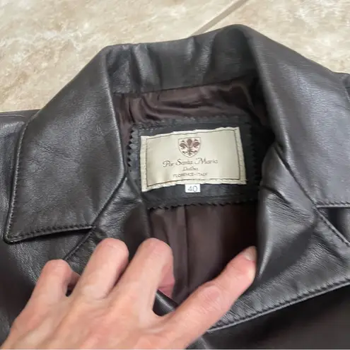 Por Santa Maria Sz 40 Italy Vintage Fine Leather CHOCOLATE Brown Women’s Coat: