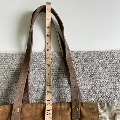 Myra Bag Handmade Leather Handle Tote Bag French Style Market Bag Brown