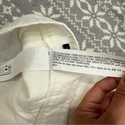 Massimo Dutti NWT Women's Wide Leg 100% Linen Pants In White Size 12 - Image 11