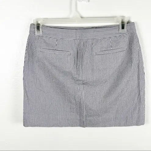 J. CREW Factory 100% Cotton Blue White Seer Sucker Button Pockets Skirt, Size 4
