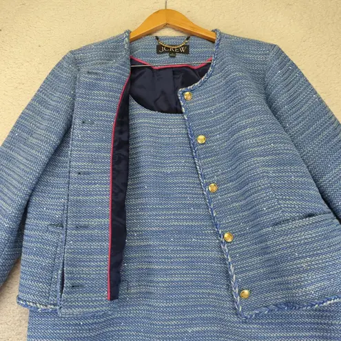 J.Crew  Blue Sequin Tweed Louisa Lady Jacket Mini Sheath Dress Set 22 BP602 BR725