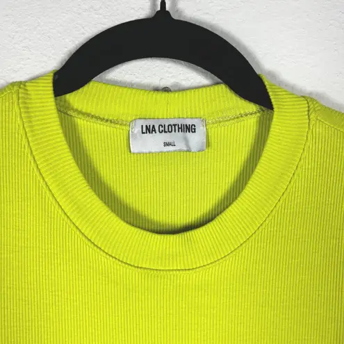 LNA Clothing Lime Green Double Layer Ribbed Knit Bodycon Sleeveless Dress Small