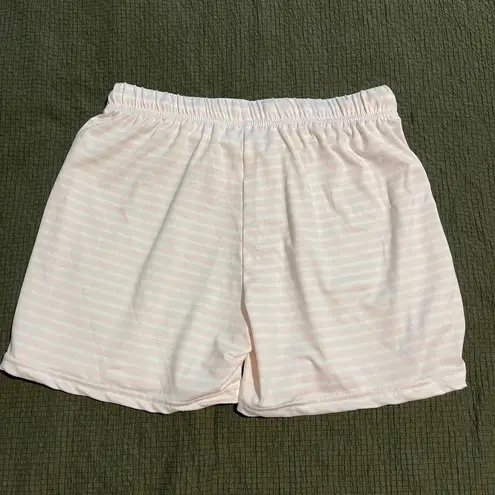 Striped white and pink sleep shorts