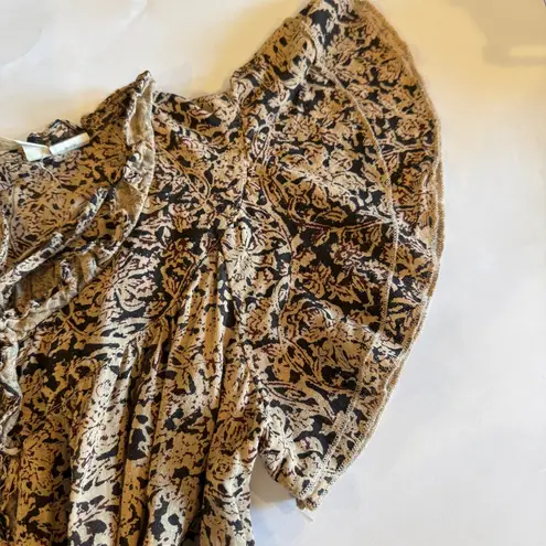 Denim & Supply Ralph Lauren Boho Floral Peasant Blouse XS Ruffle Sleeves Cotton