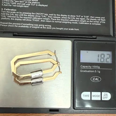 ALL SAINTS Hex Carabiner Gold & Silver-tone Hexagon Hoop Earrings 18.2g.