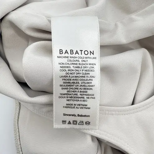 Babaton NEW NWT Aritzia Contour Polo Bodysuit Long Sleeve Matte Pearl Size Large