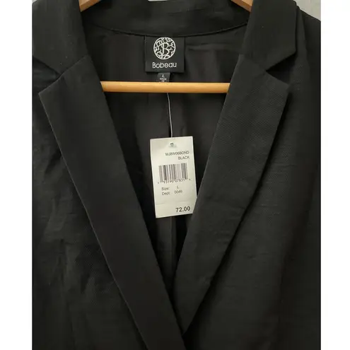 Bobeau Solid Black Long Length Front Pockets Double Breasted Blazer Size Large