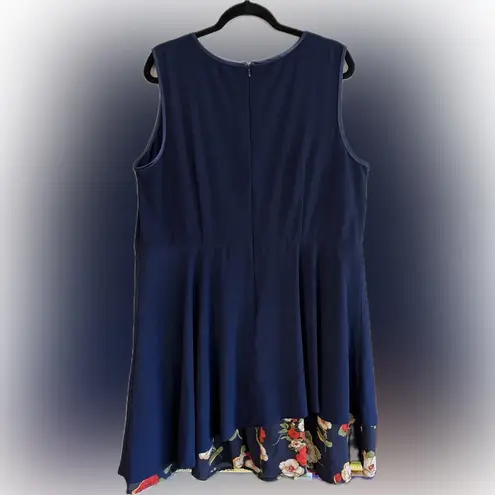 Every Body Every Wear Fit n Flare Layered Asymmetrical Skirt Sleeveless Dress 2X Blue Size XXL