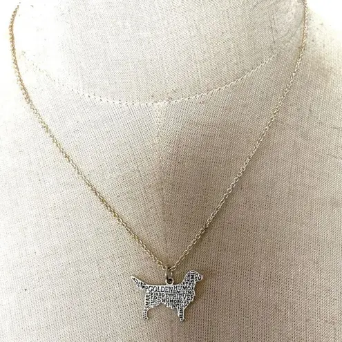 Silver tone Golden Retriever Silhouette Pendant necklace