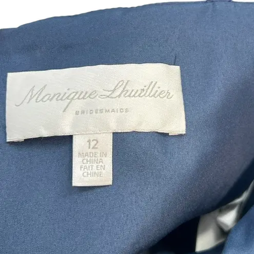 Monique Lhuillier Monique Lhuillier Bridesmaids Doutzen Jumpsuit Wide Slit Leg Navy Blue Size 12