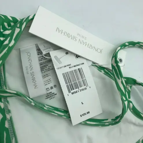 Jonathan Simkhai Aliana Printed Bikini Top Geometric Kelly Abstract Fern Green L Size L
