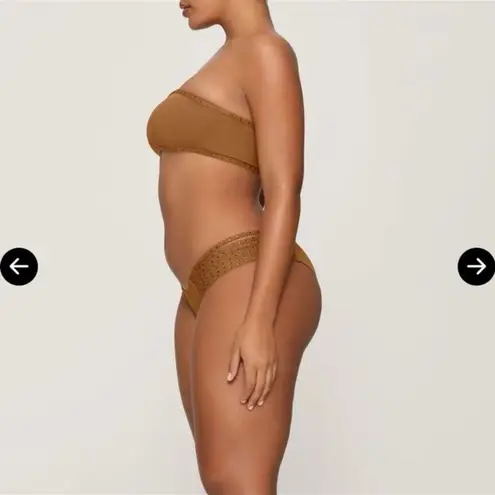 SKIMS Rhinestone Swim Strappy Bikini Bottom Almond Size 4X