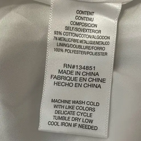 Charles Henry Metallic Stripe Off-the-Shoulder Popover Dress Ivory Sz L