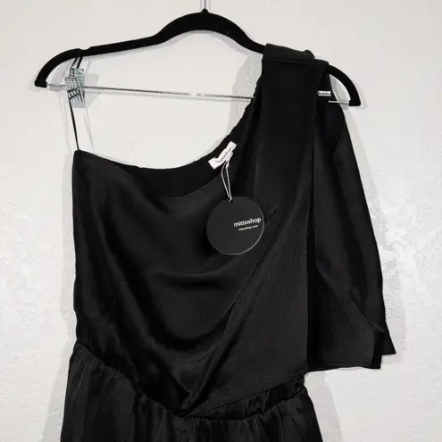 Mittoshop NWT Black One Shoulder Satin Romper Size Small