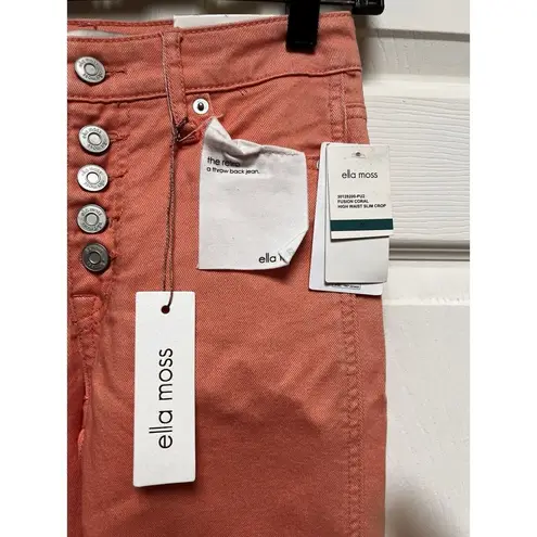 Ella Moss NWT Women's Size 24 Jean Mid Straight Ankle Light Coral Button Fly CPZ