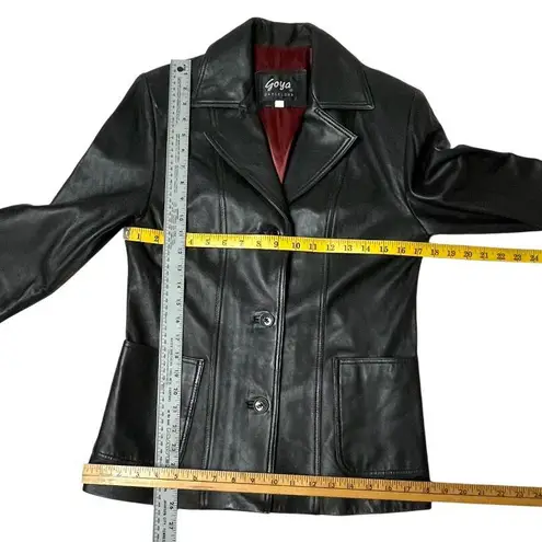 GOYA BARCELONA Black Leather Jacket Blazer Buttery Soft Lined Womens Size Medium