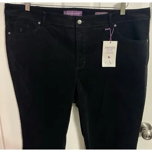 Gloria Vanderbilt Amanda Corduroy Pant Black Size 24W New With Tag