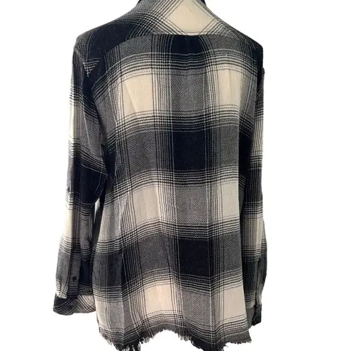 Mango  Black Fall Plaid Button Down Shirt Size 10