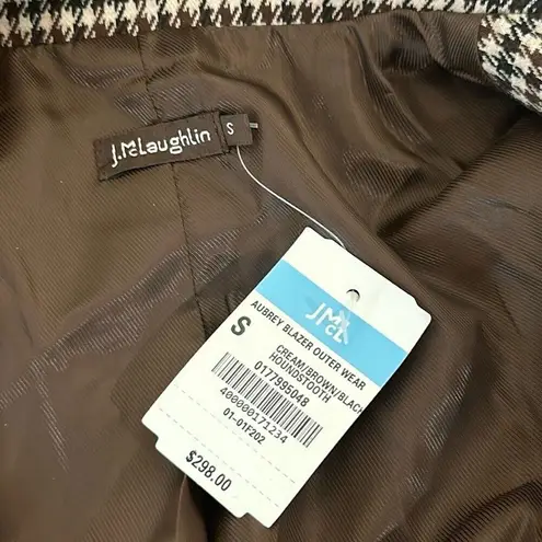 J. McLaughlin Womens Aubrey Blazer Small Brown Houndstooth Knit Career Stretch