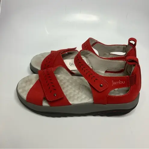 Jambu Sedona red leather adjustable‎ sandals size 6.5