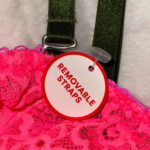 Parade Lace Bandeau Bra Sheer Lace Bralette w Removable Straps Pink Women’s 3X Size undefined